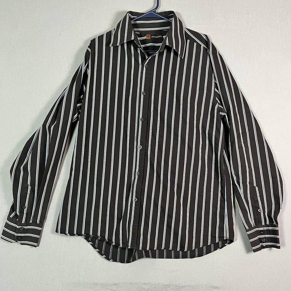 Level Ten Button Down XXL Cotton Blend Striped Brown EUC